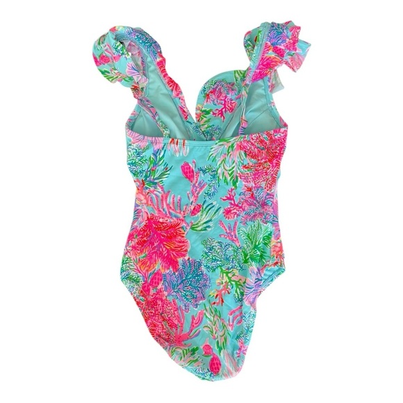 Lilly Pulitzer Huey Ruffle One Piece Celestial Blue Size 4 NWT - Picture 3 of 5